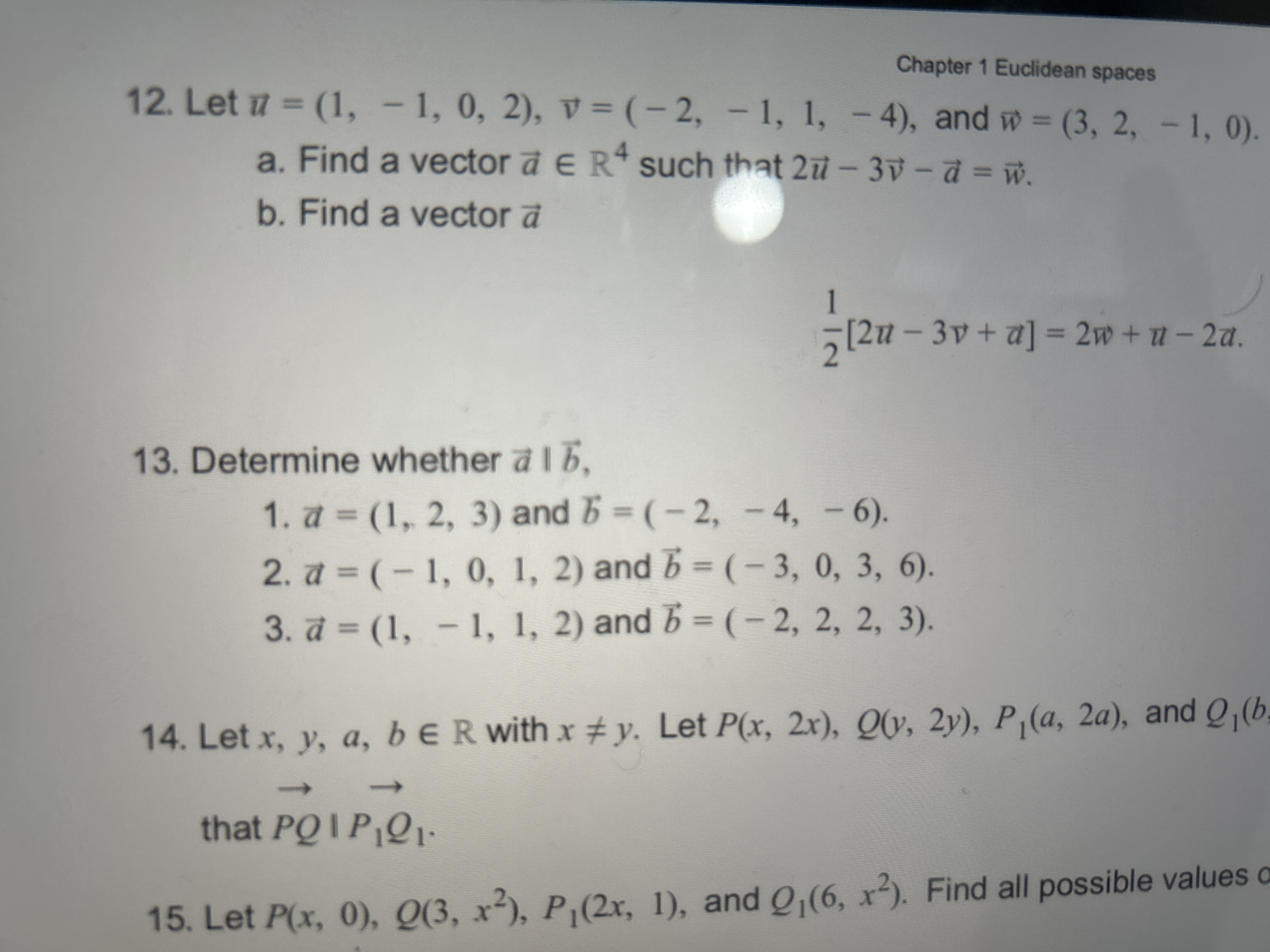 Chapter 1 Euclidean spaces 12. Let u = (1, - 1,