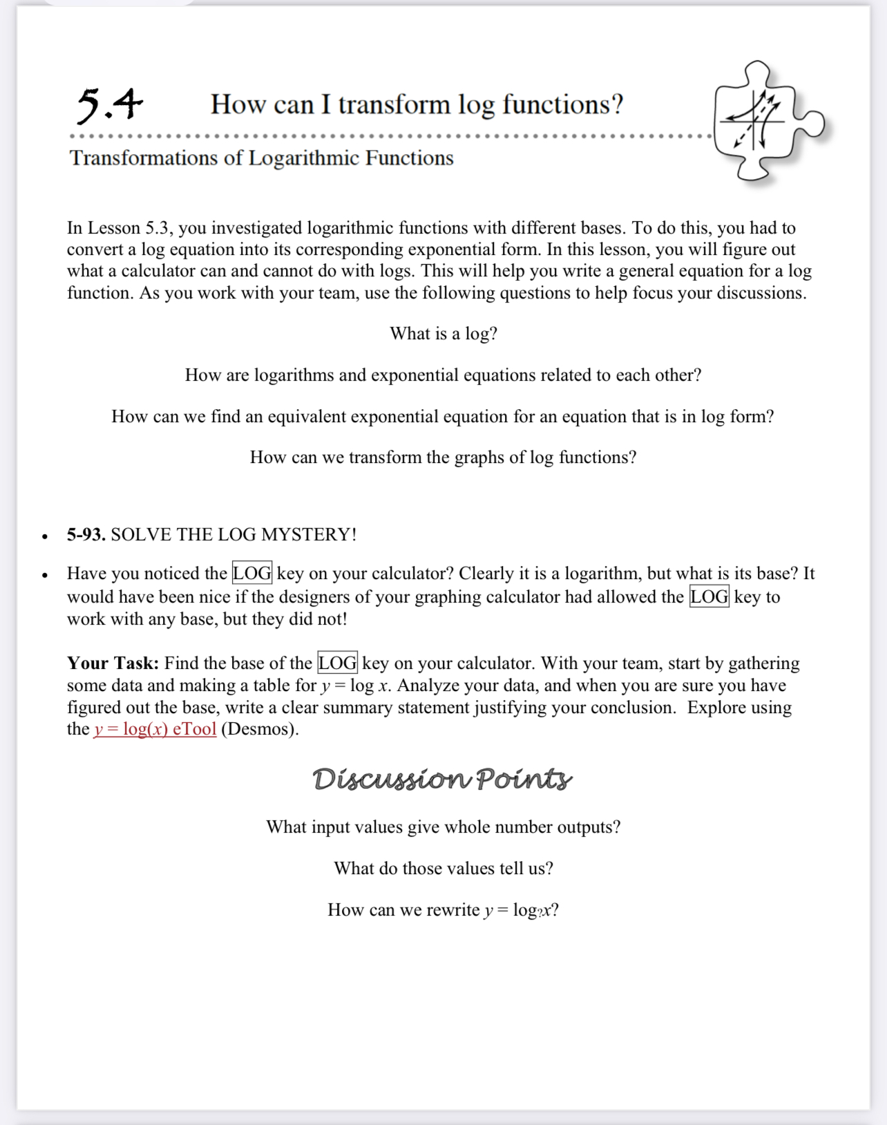  5 4 How can I transform log functions? ------------------------------------------------------------------- Transformations of