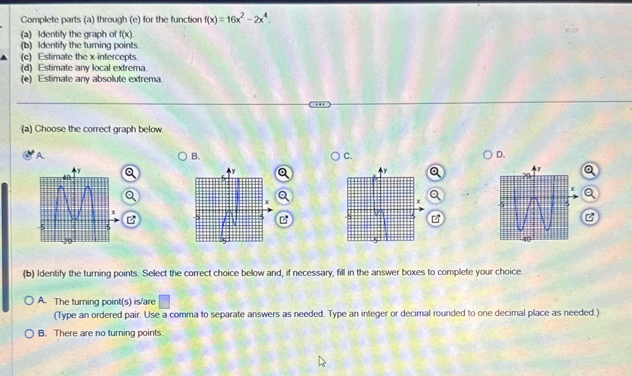  Complete parts (a) through (e) for the function f(x) = 16x%