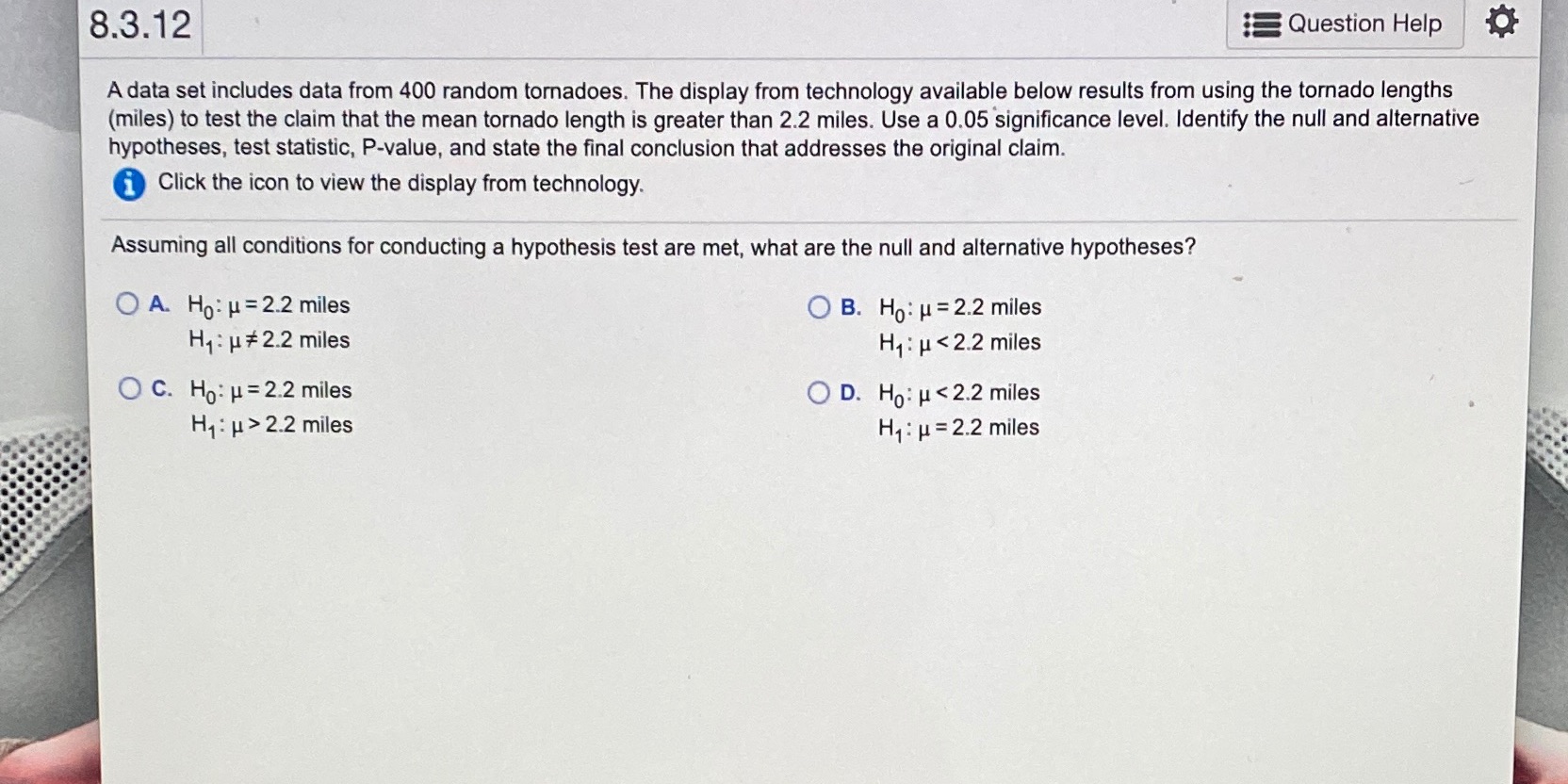 A data set includes... 8.3.12 Question Help A data set includes data