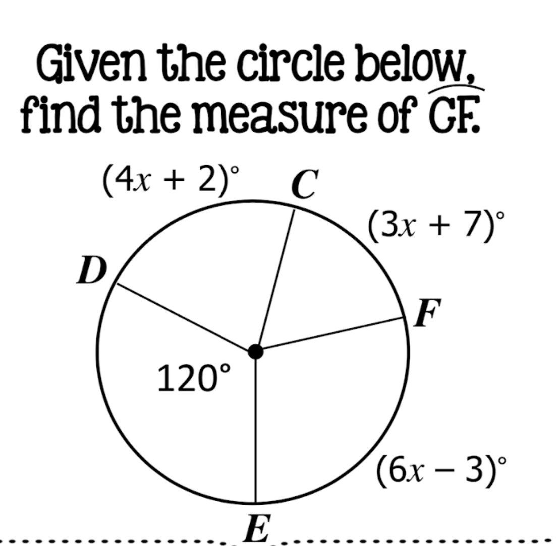 value of X. D E F H (3x - 1) G 124\fGiven
