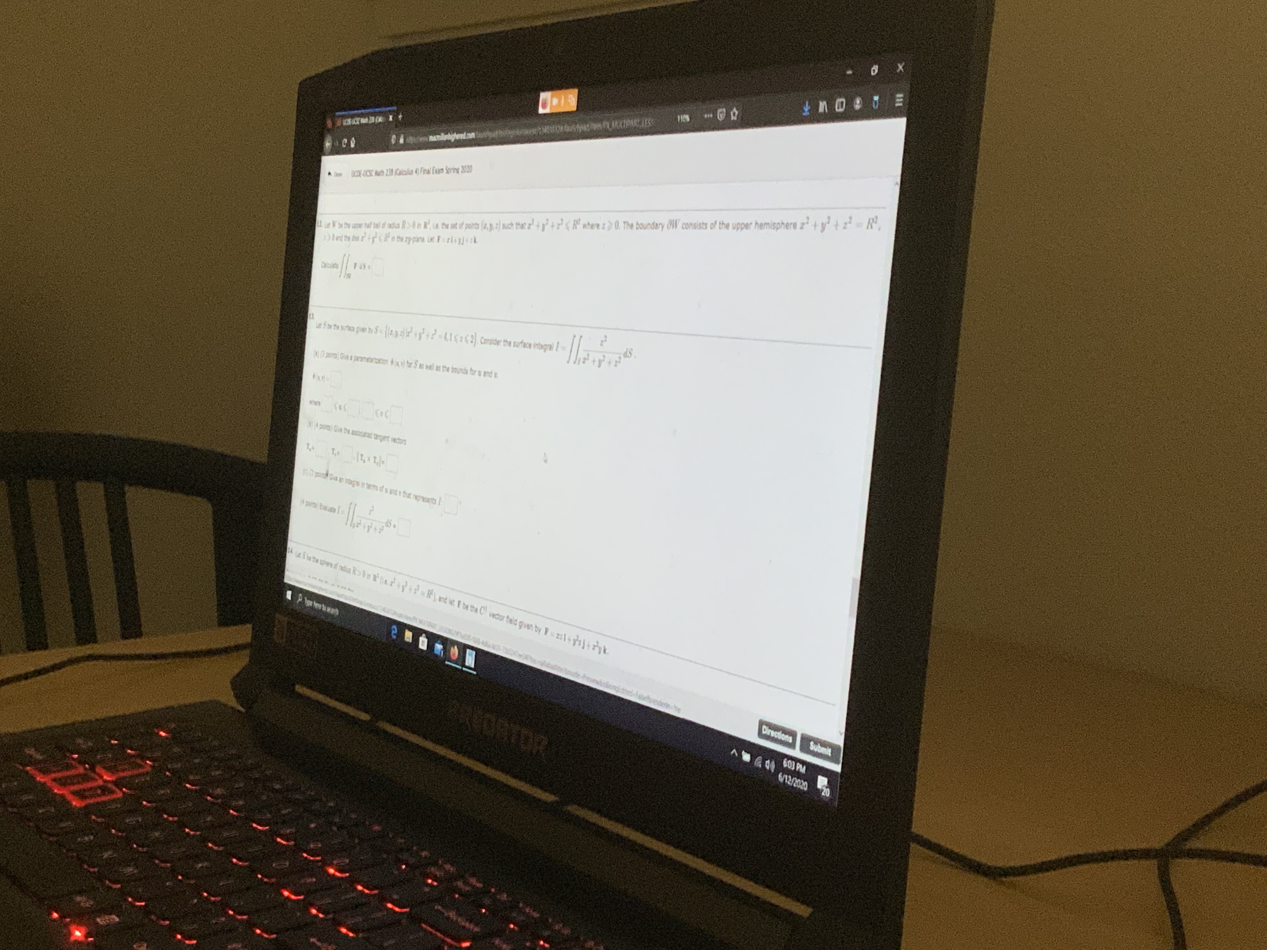 Calculus 4Let S be the surface given by S = {(z,y,z)|x^2 +