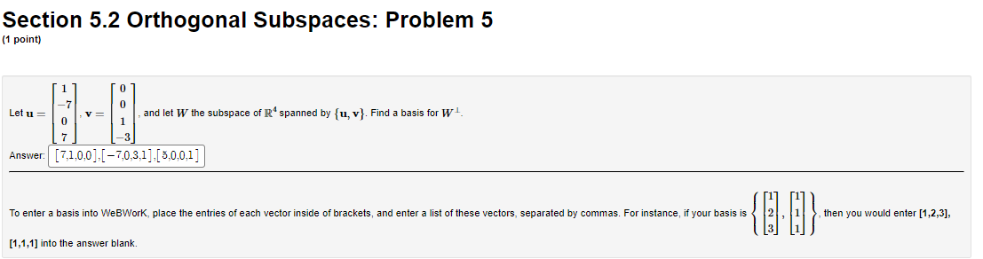 (1 point) Find the matrix A of the linear transformation 7' from