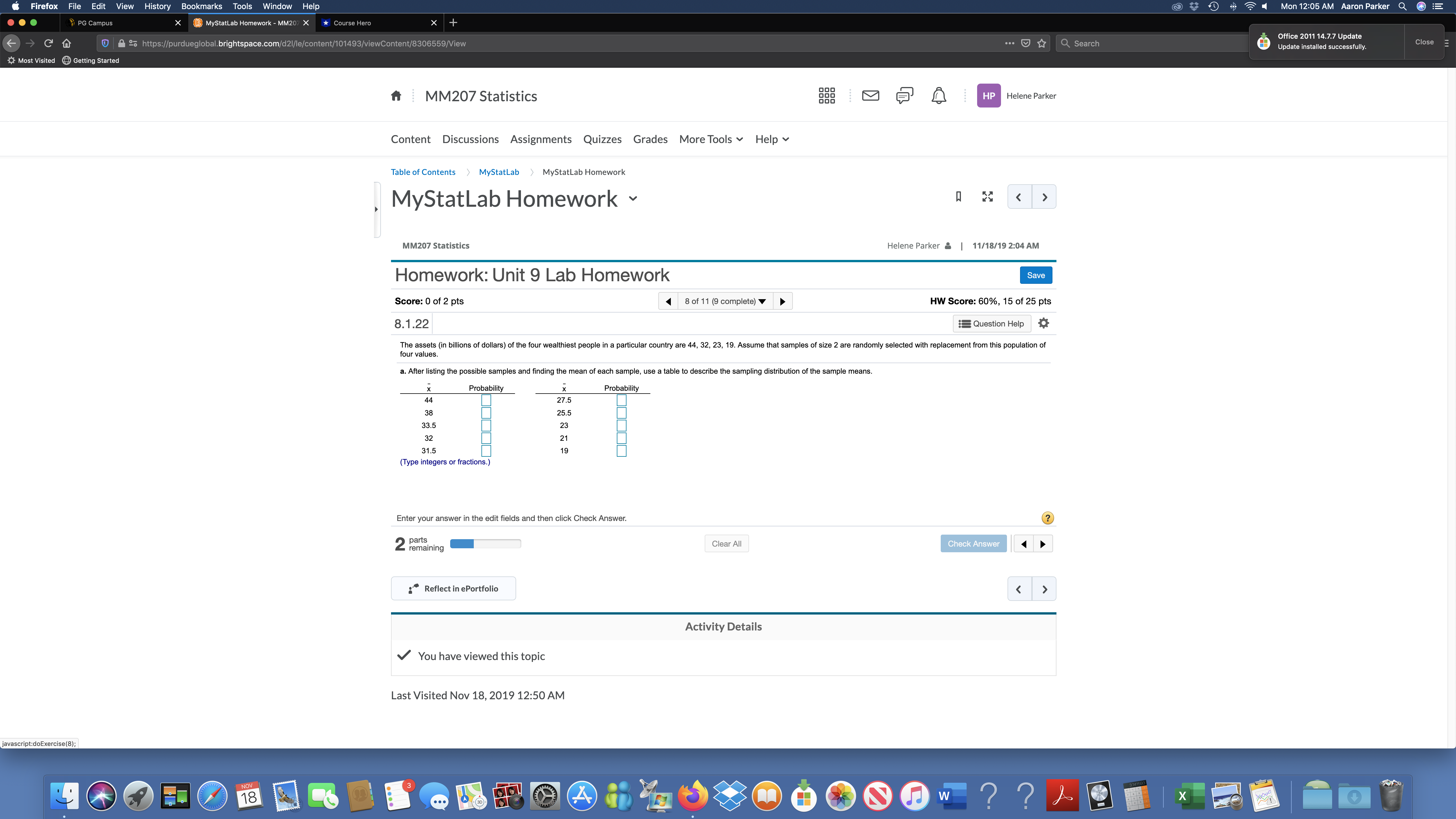 Tools Window Help 1 Mon 12:04 AM Aaron Parker Q . .
