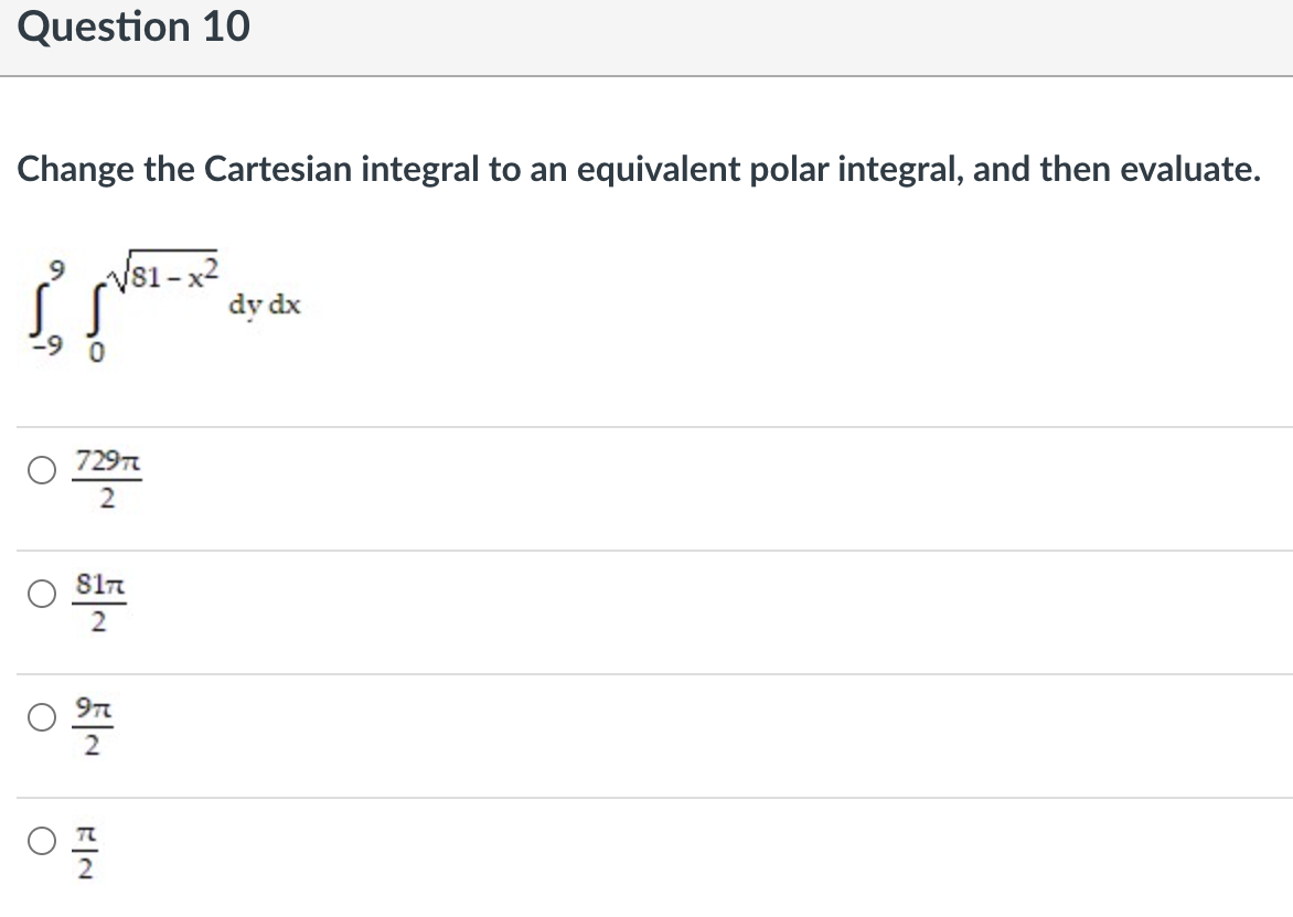 3 Write an equivalent double integral with the order of integration reversed.