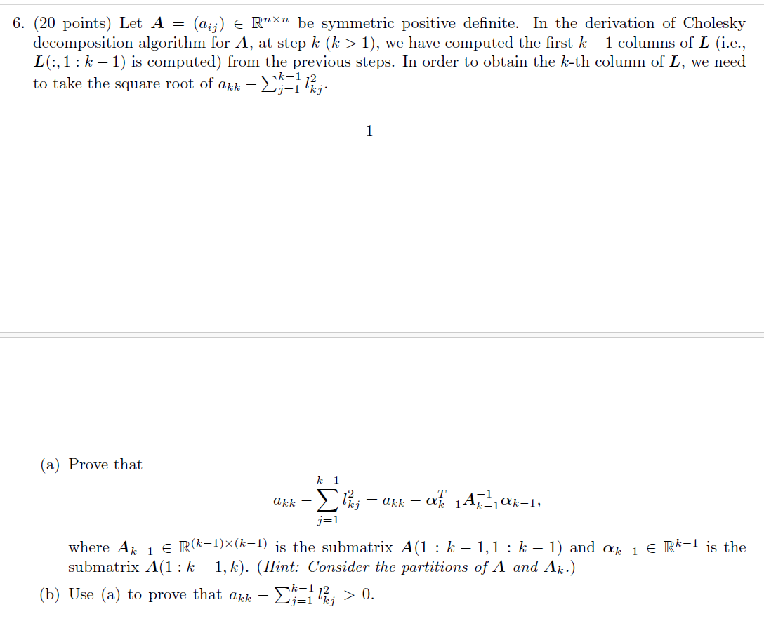  6. (20 points) Let A = (ajj) E Rxn be symmetric