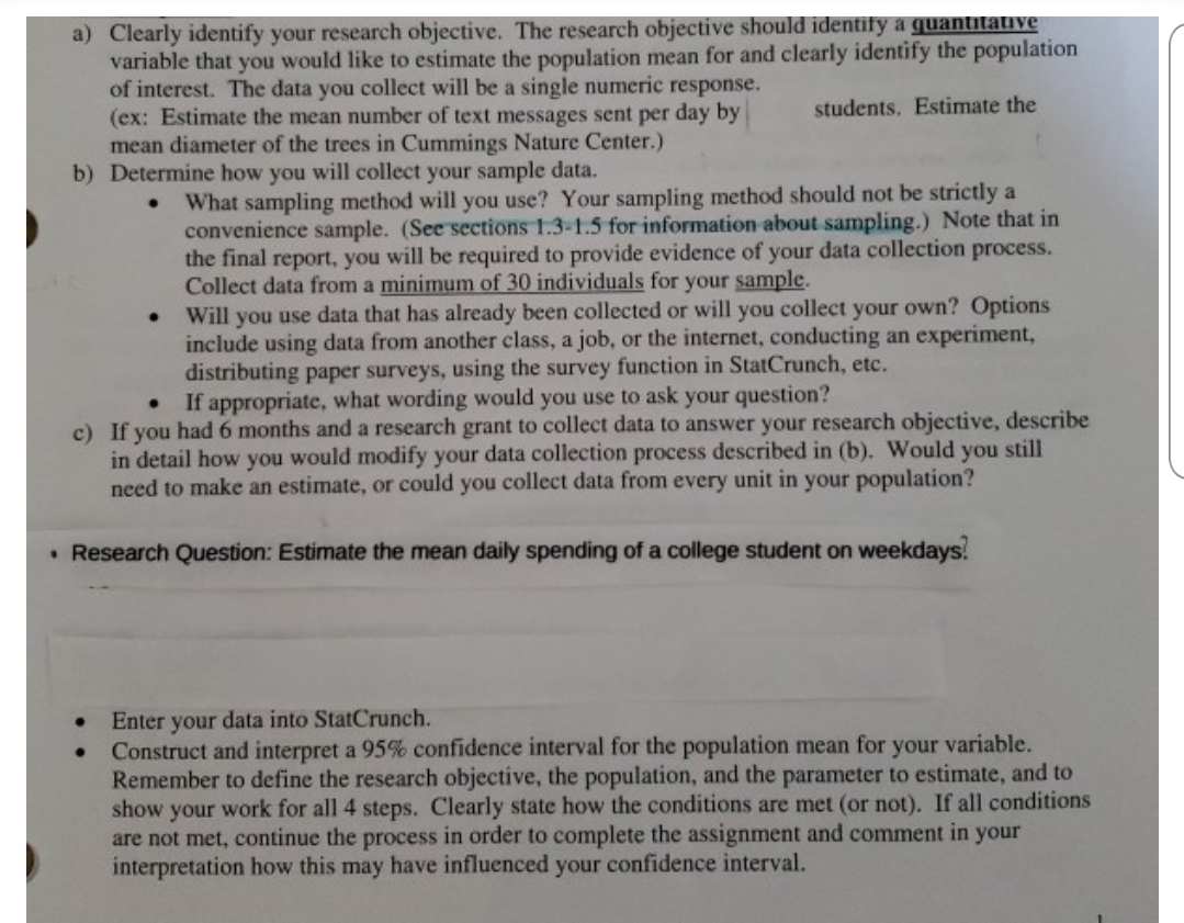  2 ) ( Clearly identify your research objective . The research