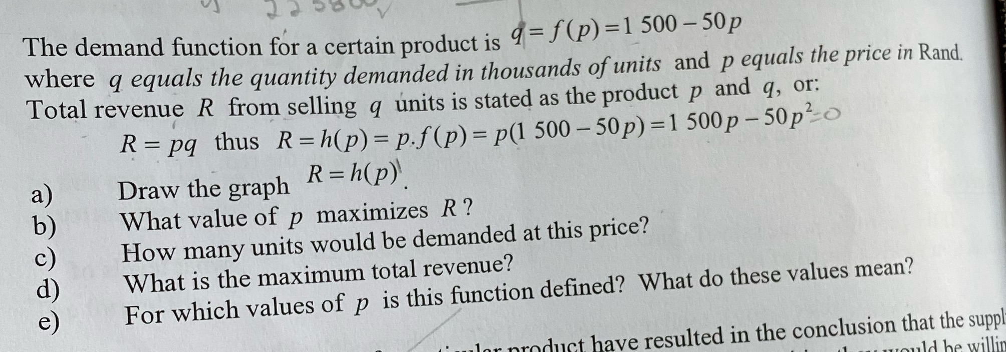  The demand function for a certain product is 9 = f
