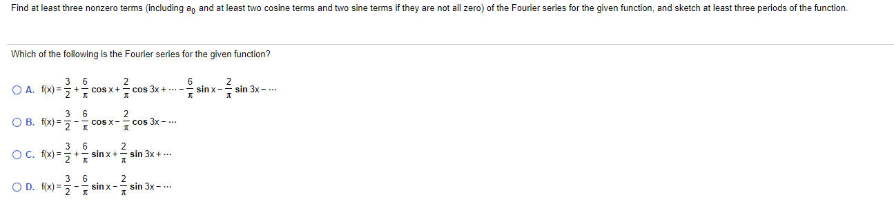 value of a. sin x a Choose the correct answer below. 12