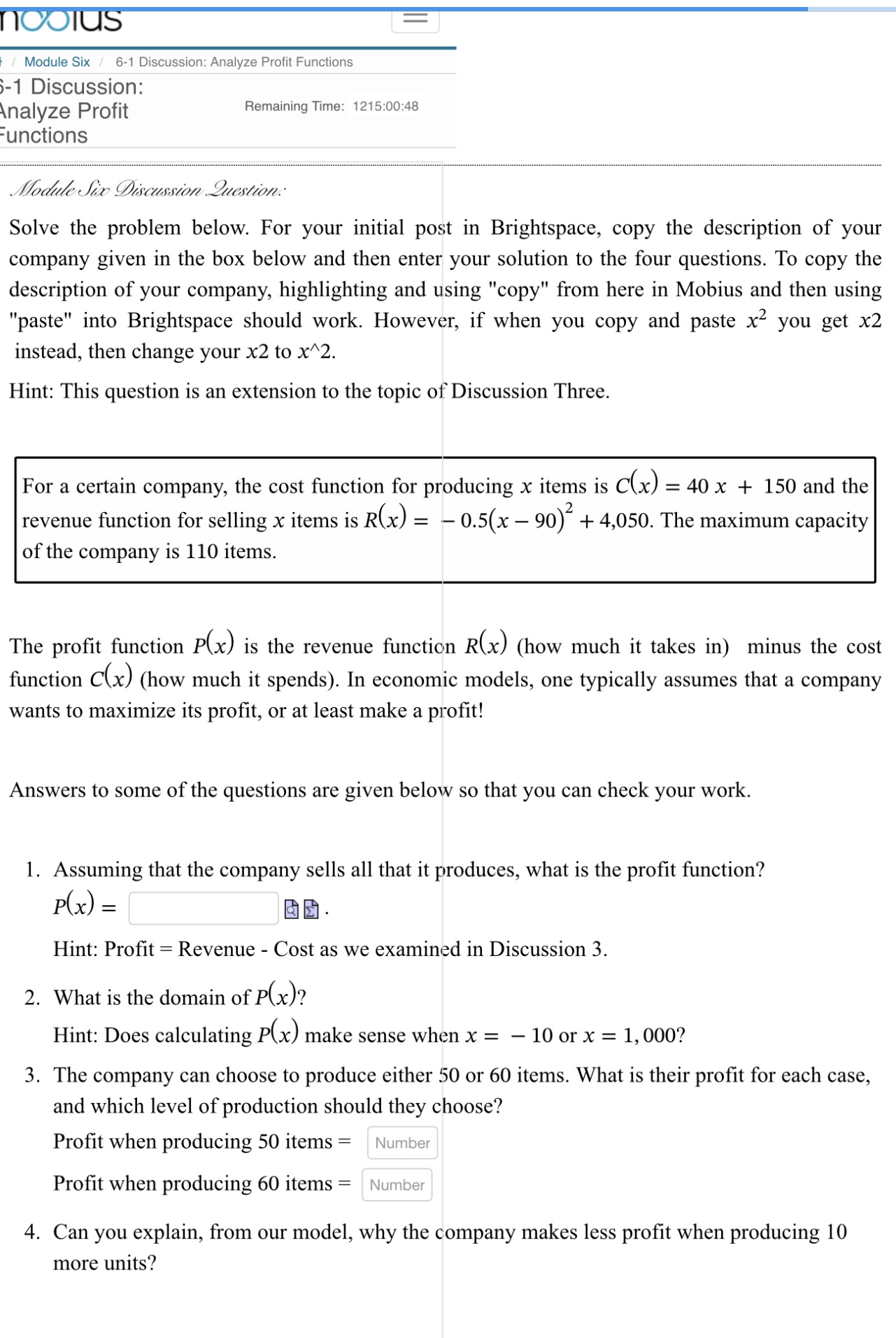 Need some help please ColUS Module Six / 6-1 Discussion: Analyze Profit