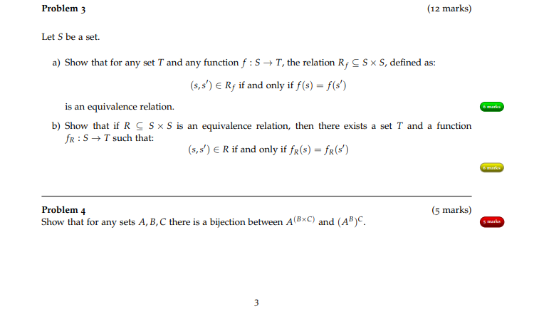  Problem 3 (12 marks) Let S be a set. a) Show