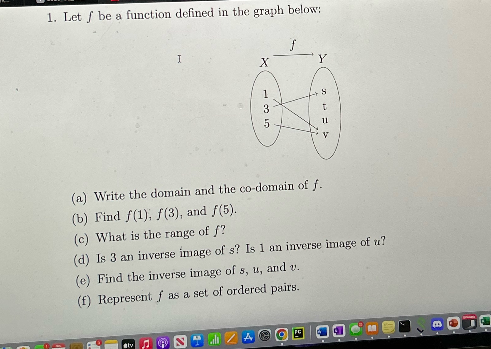  1. Let f be a function defined in the graph below: