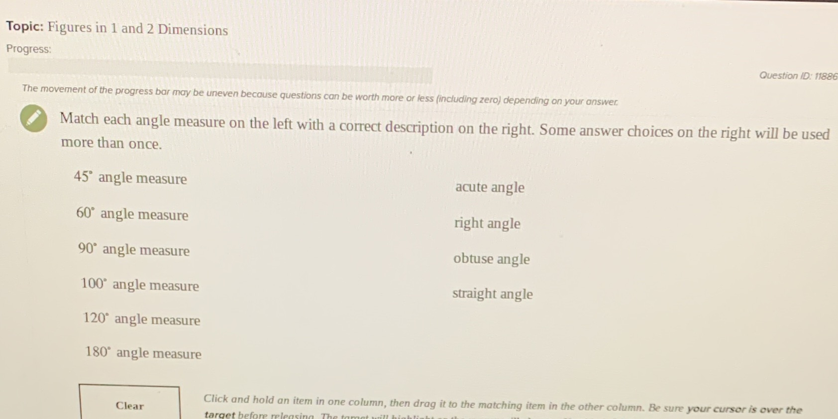  Topic: Figures in 1 and 2 Dimensions Progress: Question ID: 11886