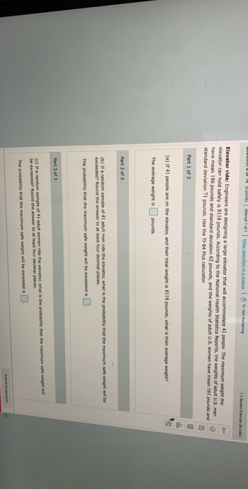 Elevator ride:Engineers are designing a large elevator that will accommodate41people. The maximum