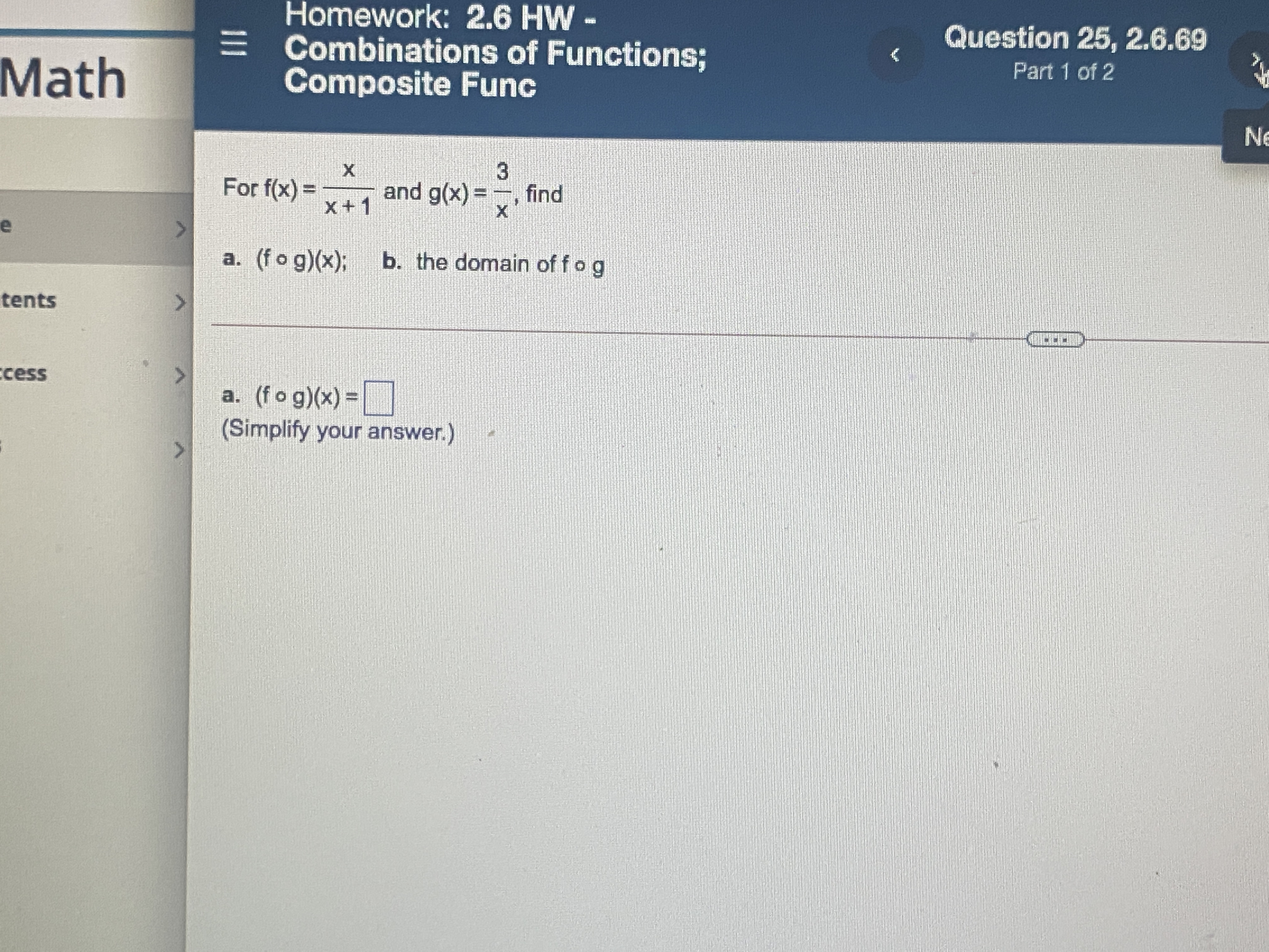 = and g(x) = >, find the following functions. se Home a.