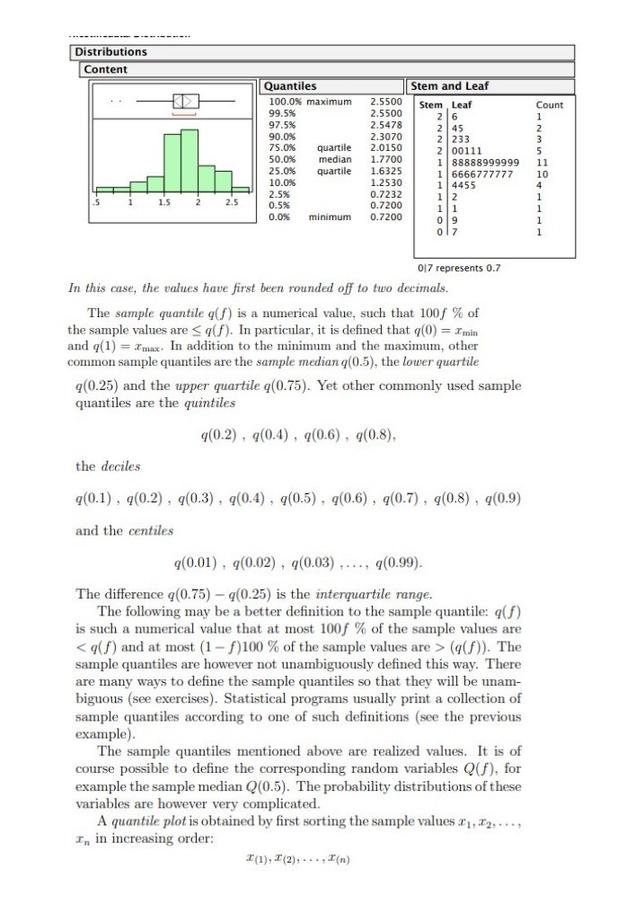  Distributions Content Quantiles Stem and Leaf 100.0%% maximum 2.5500 Stem Leaf