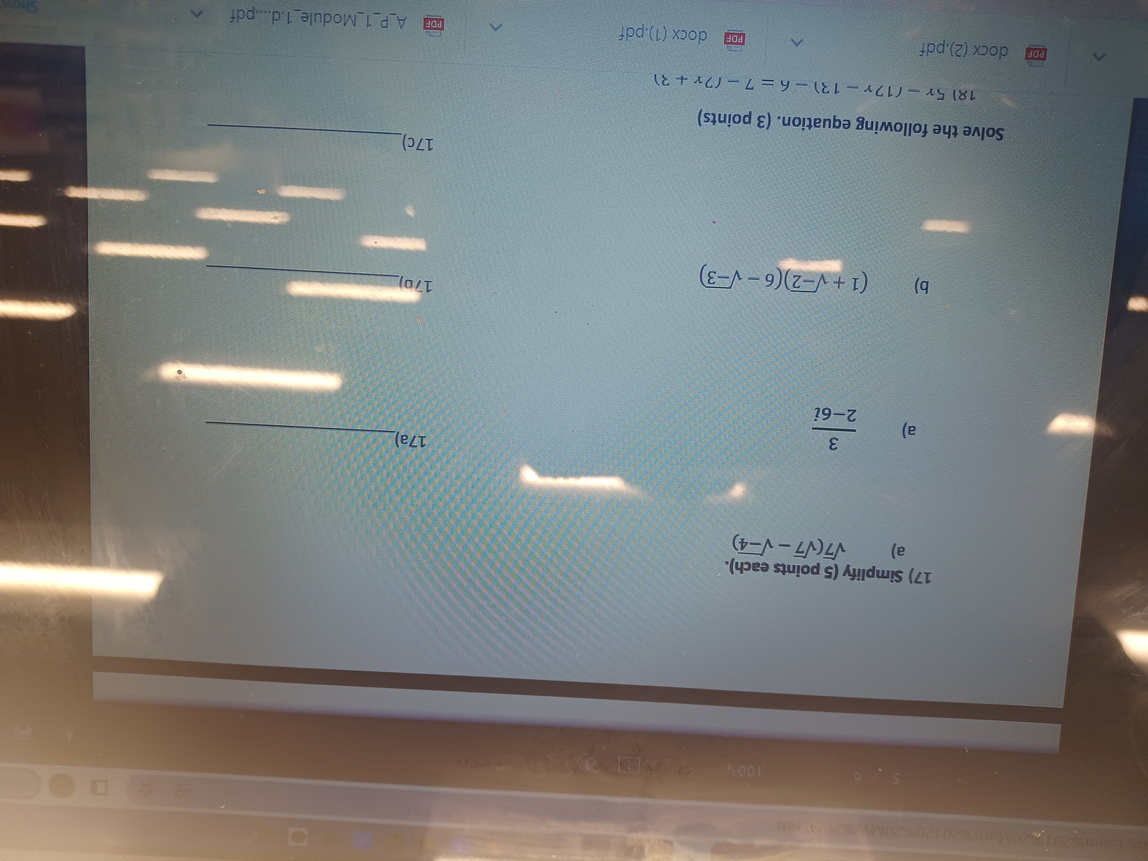 6 - V - 3 ) 17c)_ Solve the following equation. (3