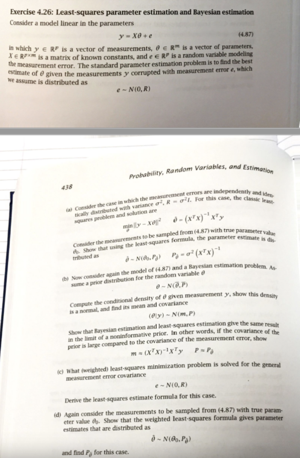 Could you please help with this question? Thanks Exercise 4.26: Least-squares parameter