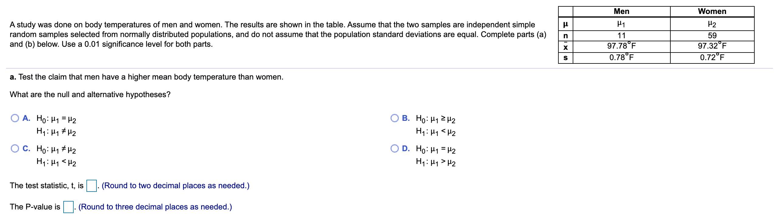 statistic and P-value. I also need help with Part B. I struggle