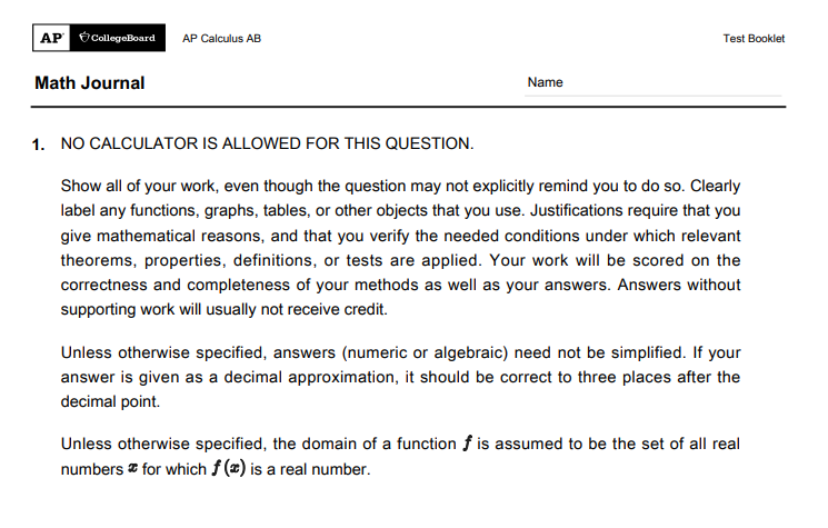 URGENT!!!! Please help:/ AP Calculus AB Limits Explanation Question Please Include detailed