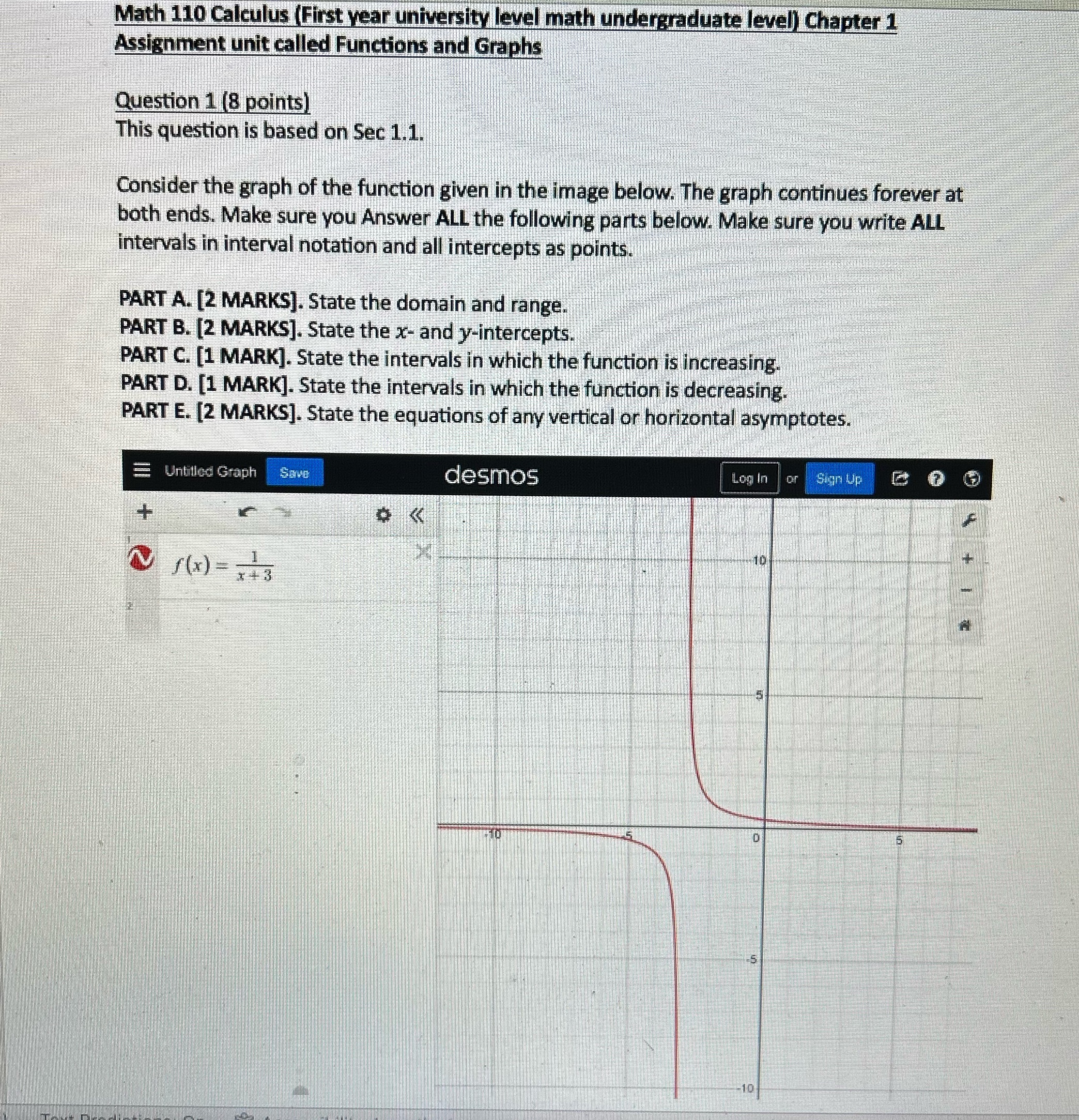 This is a Math 110 Calculus (First year university level math undergraduate