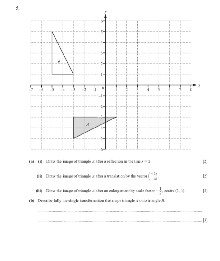 a translation by the vector [2] (ii) shape A after a rotation