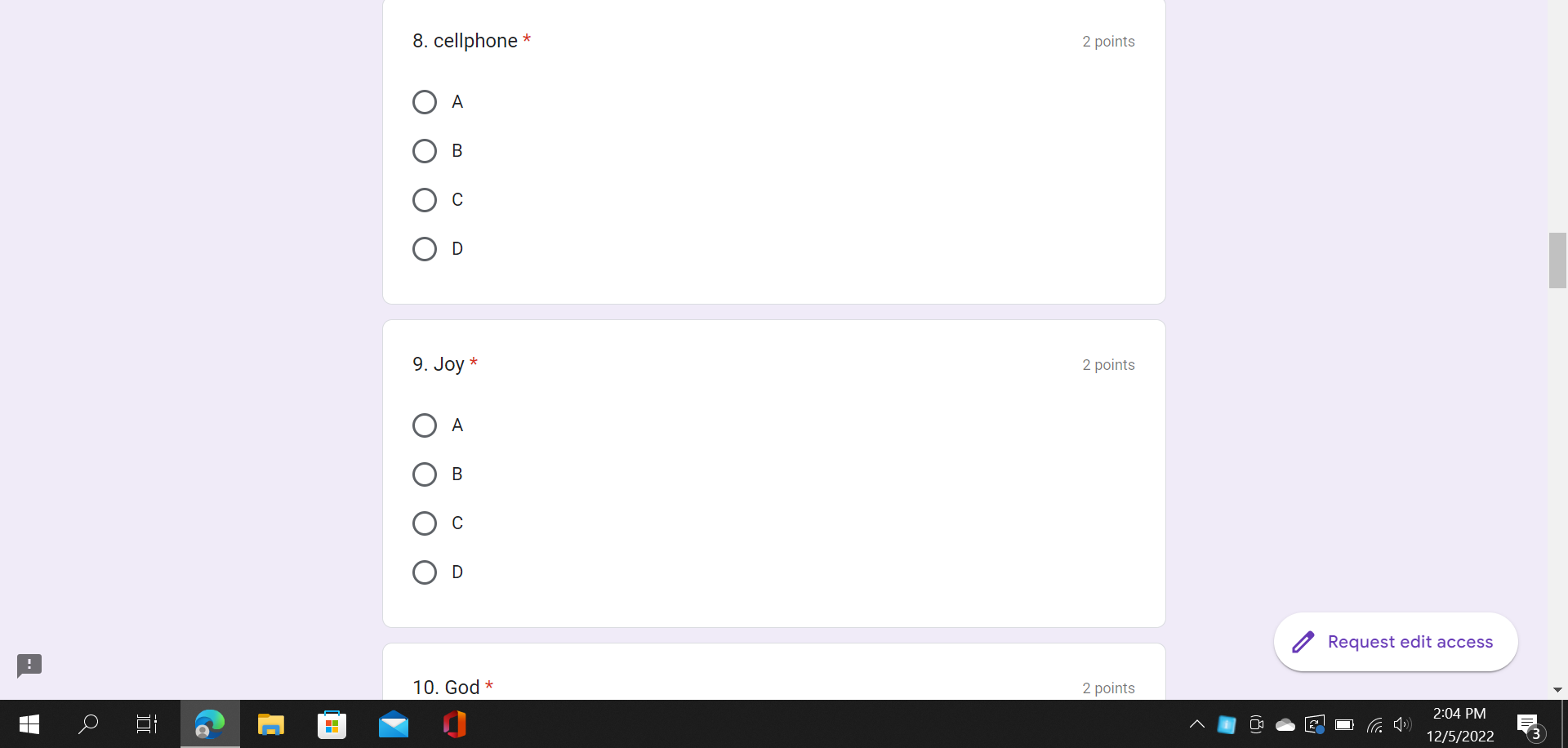 with its * 2 points independent reality. Request edit access O A