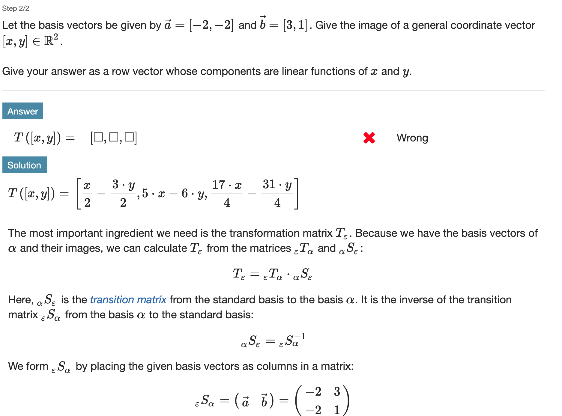 a = [2, -2] and b = [-1, 2]. Give the image