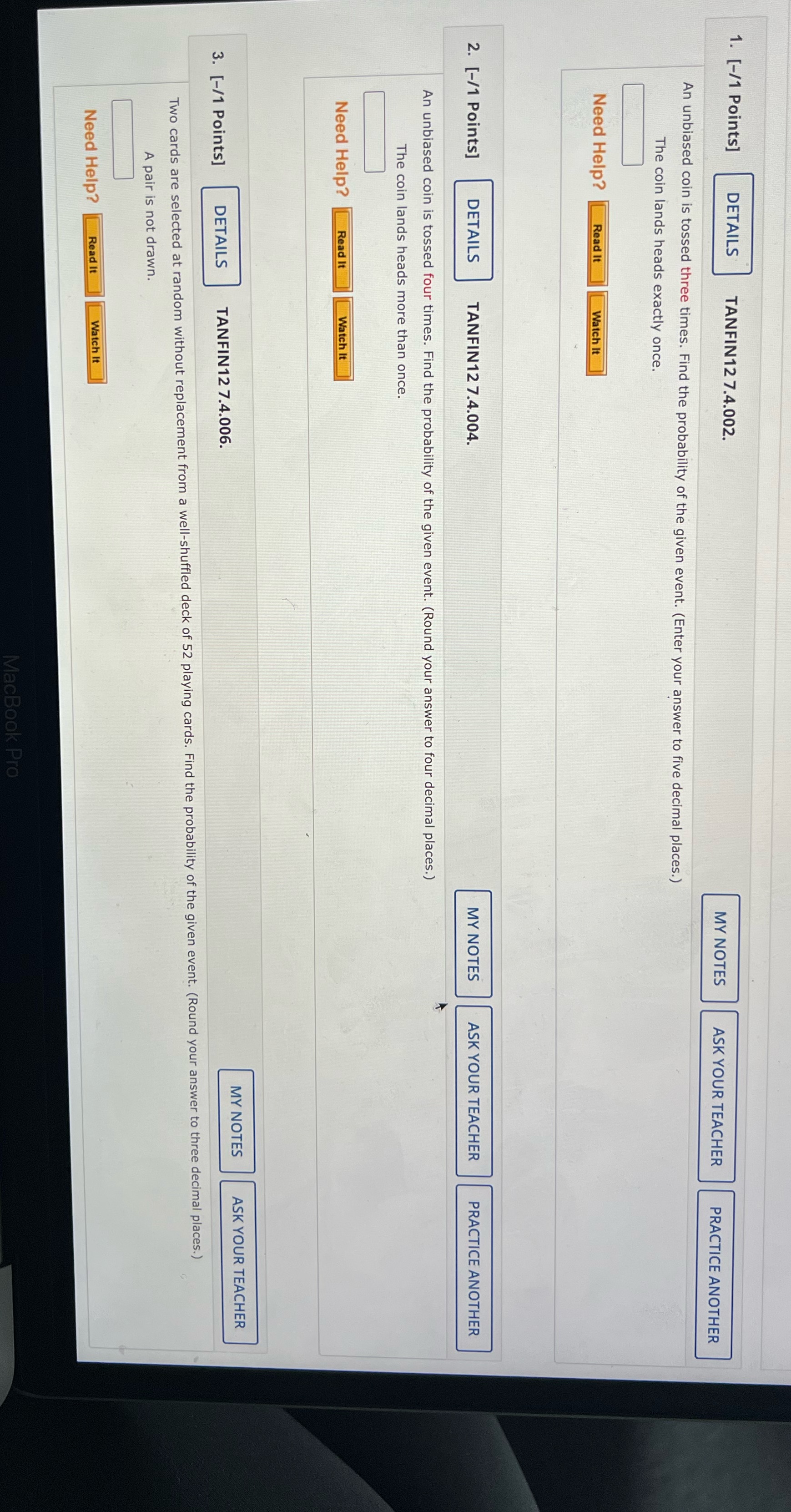 Need help with 1, 2, 3 please! 1. [-/1 Points] DETAILS TANFIN12