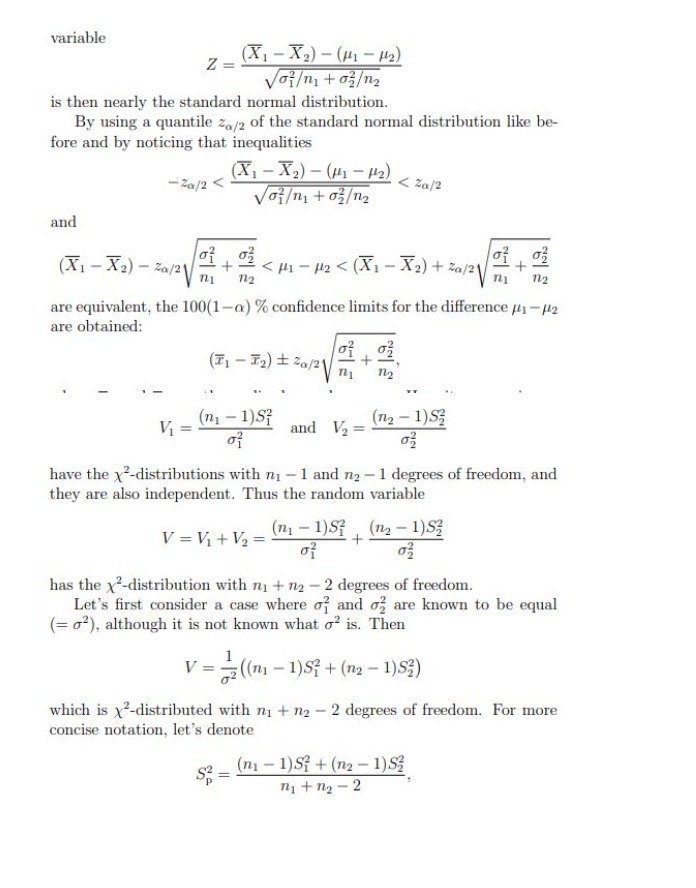 variable Z = (X1 - X2) - (/1 -142) Voi/m +