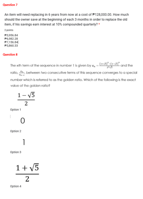  Question 7 An item will need replacing in 6 years from