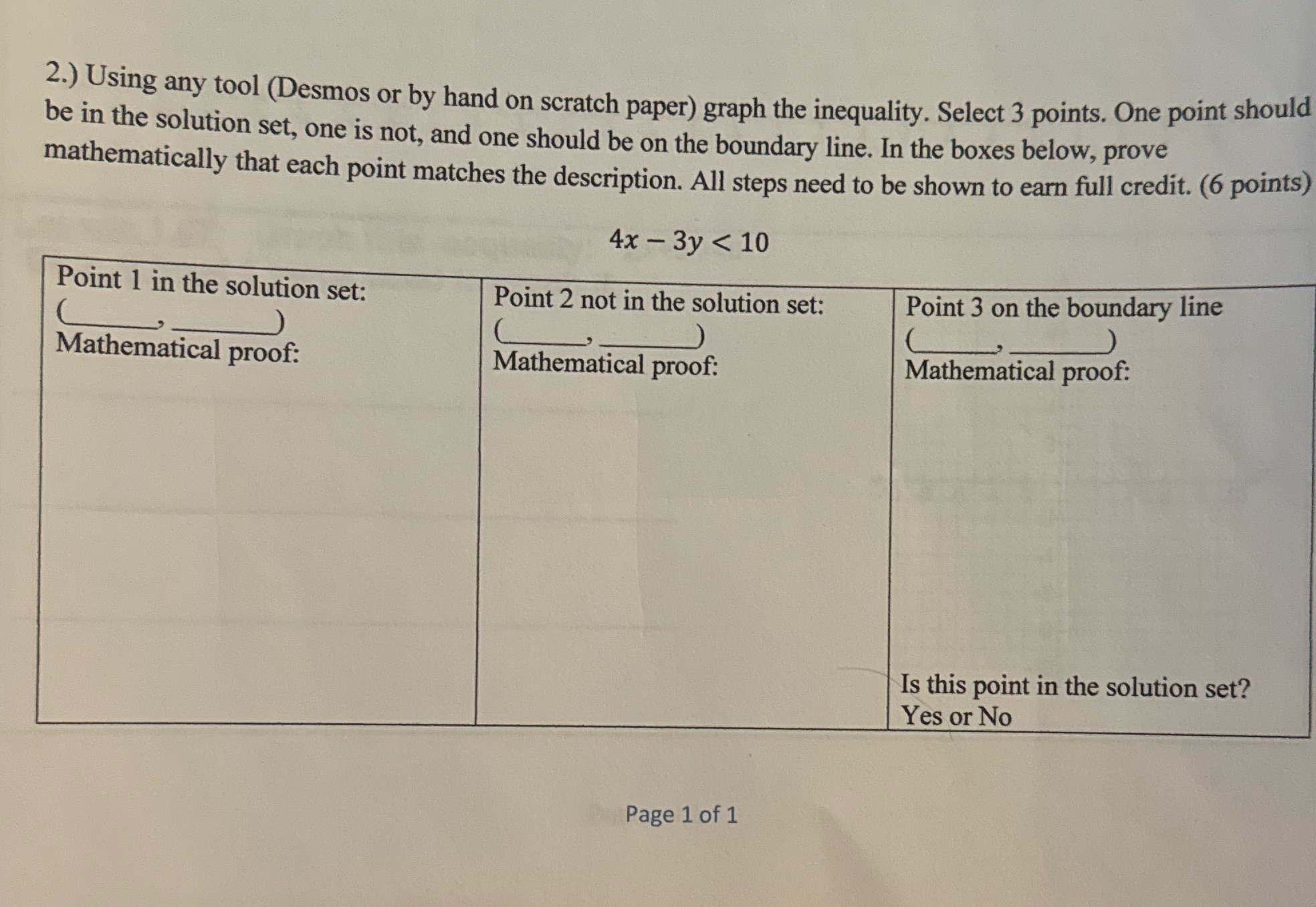  2.) Using any tool (Desmos or by hand on scratch paper)