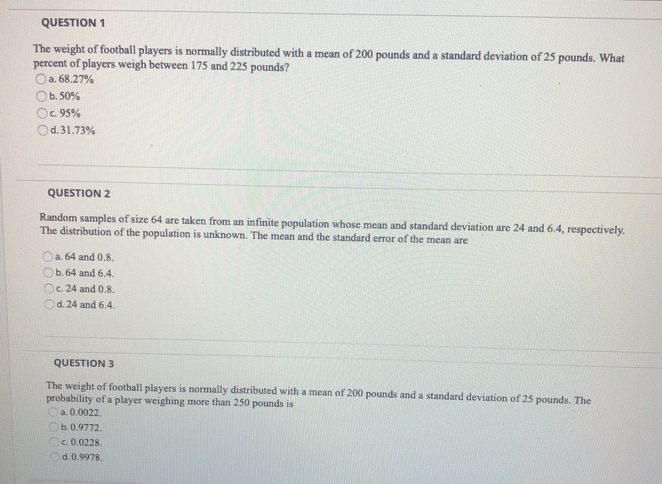 Please answer questions 1, 2 & 3 Test due in 1 hour!
