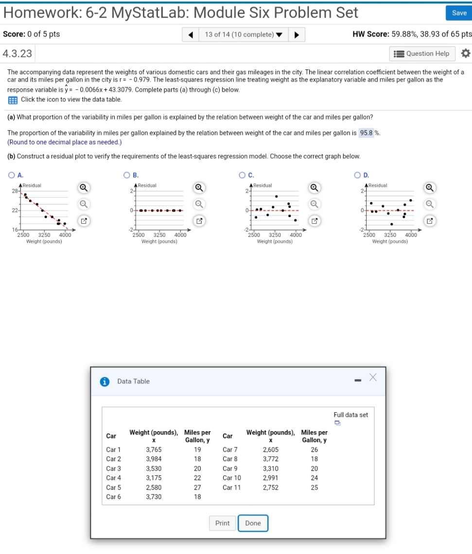 I need help with problem B. thank you Homework: 6-2 MyStatLab: Module