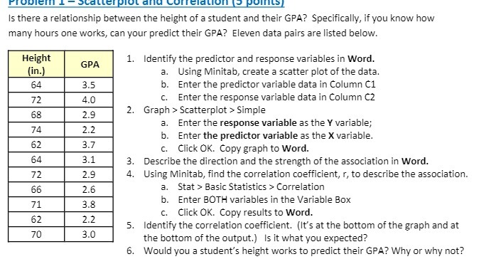 Problem _= scatter plot and correlation 2 points] Is there a