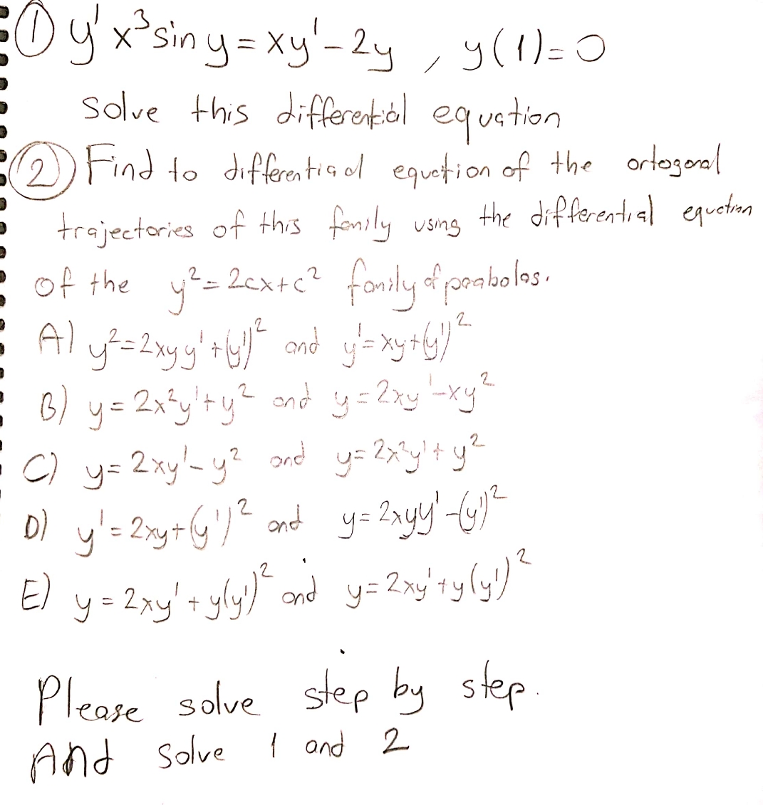 please solve step by step and readable. thank you O y x