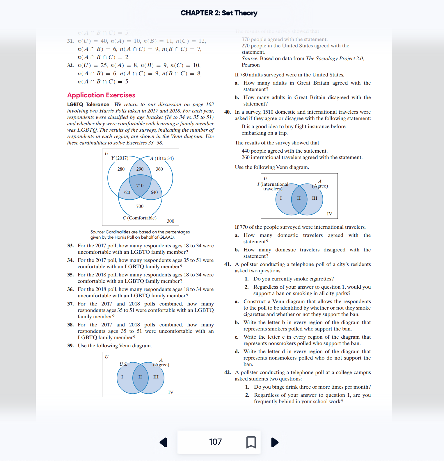 Find each of the following sets. In Exercises 1-4, describe a universal