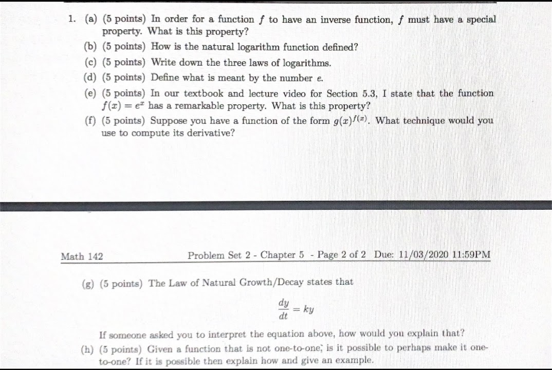 1. (a) (5 points) In order for a function f to