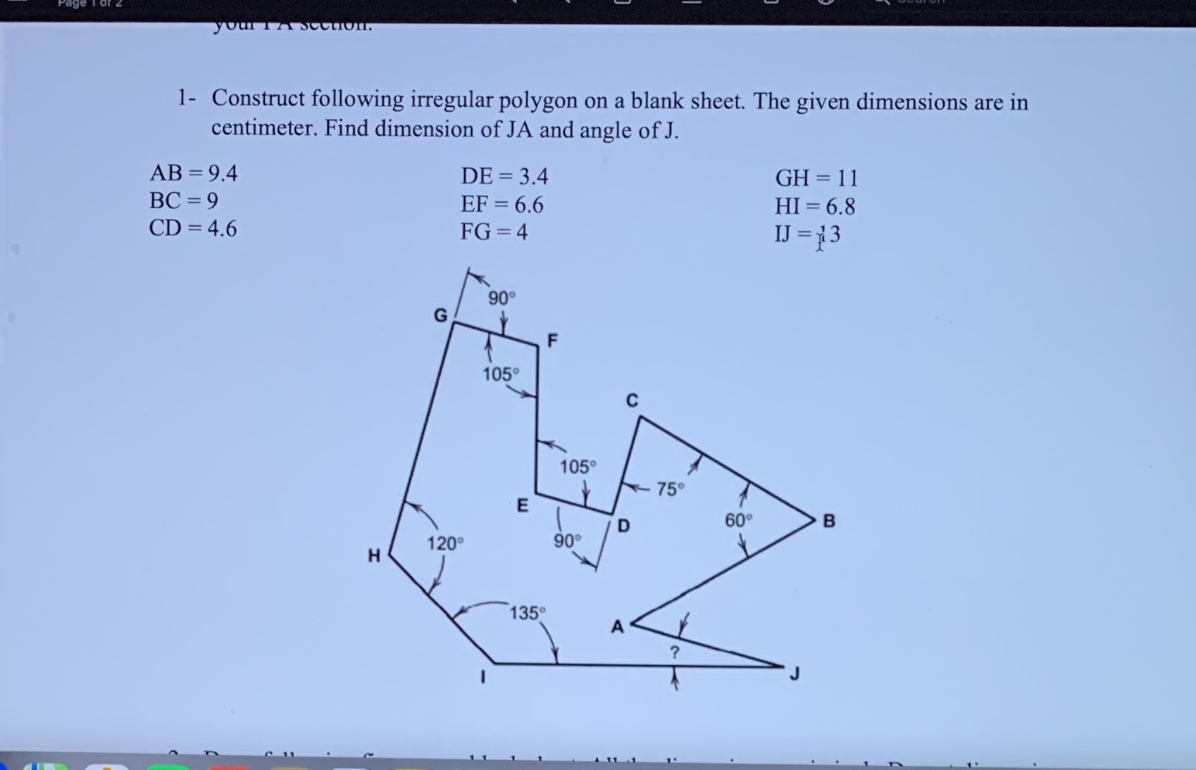 Please show the steps the answer for ja should be around 7
