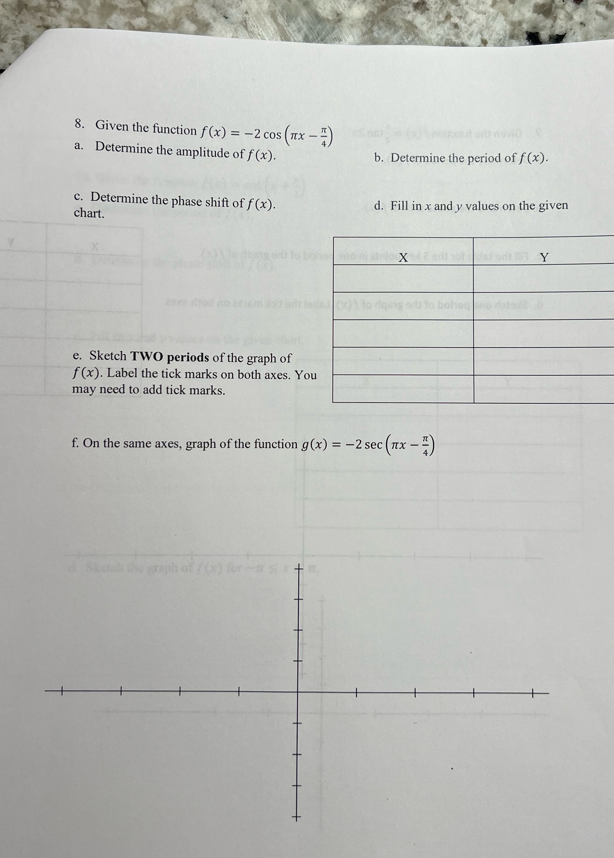  8. Given the function f (x) = -2 cos (nx -")