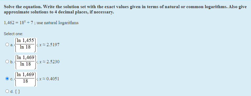  Solve the equation. Write the solution set with the exact values