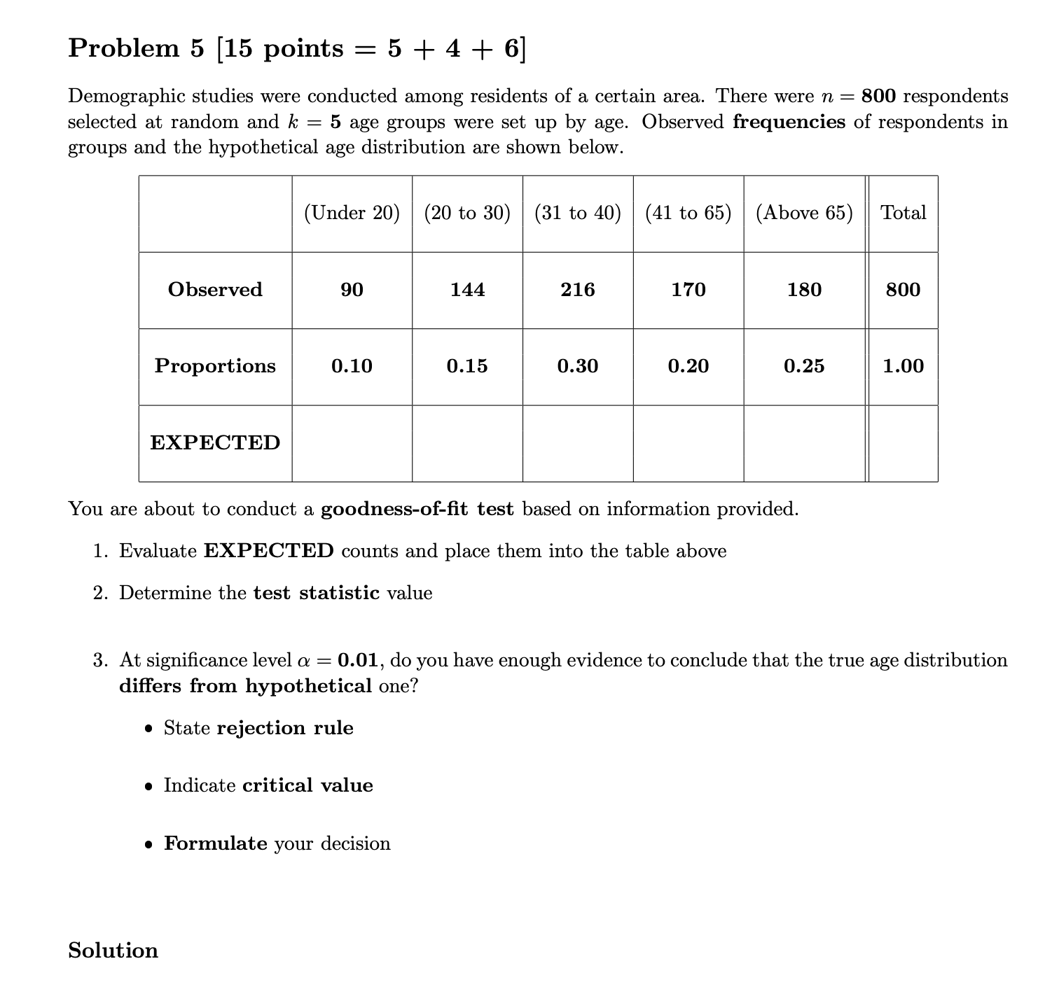 Please answer this question and be organize Problem 5 [15 points =