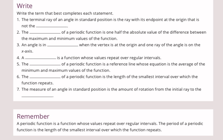 1ir'ilrite Write the term that best completes each statement. 1. The