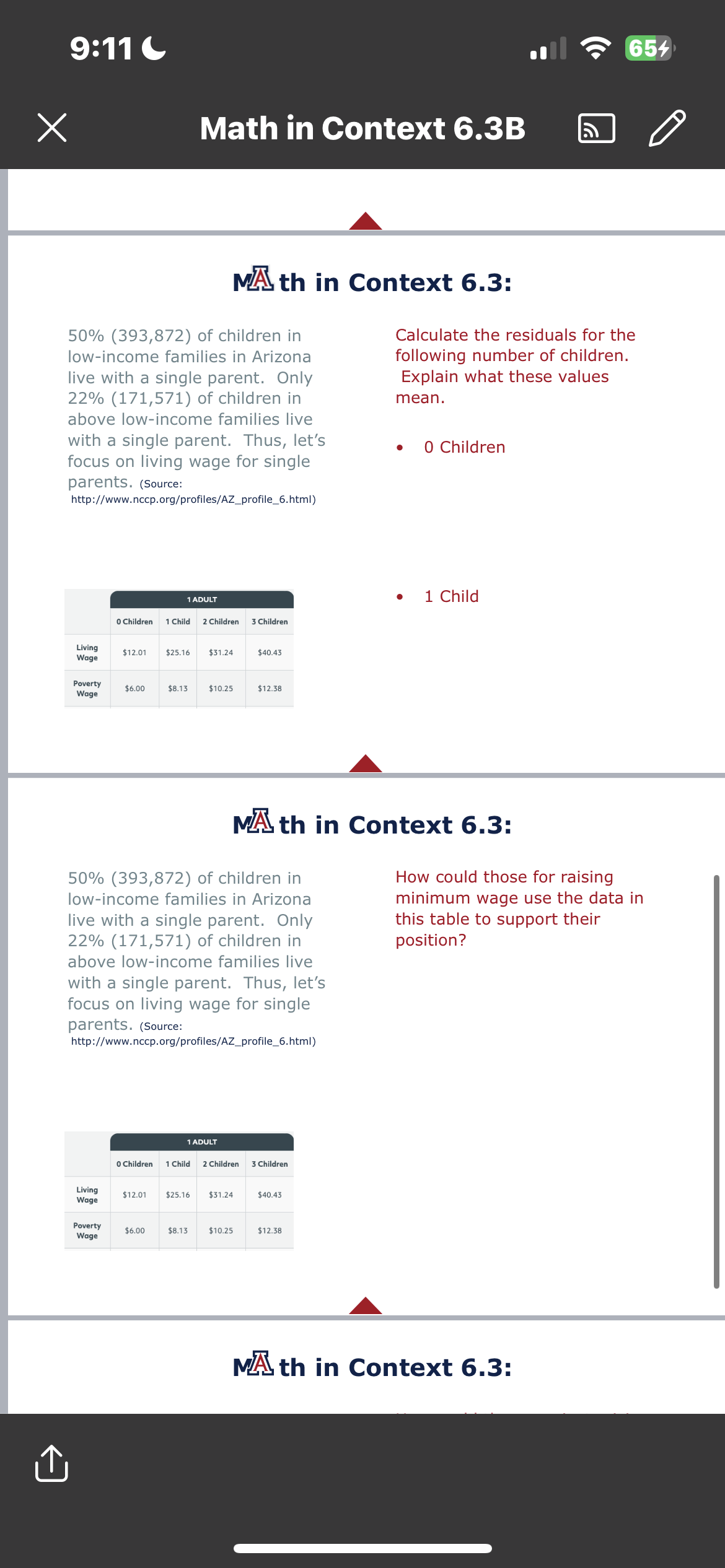 a household must earn to support his or herself and their family,