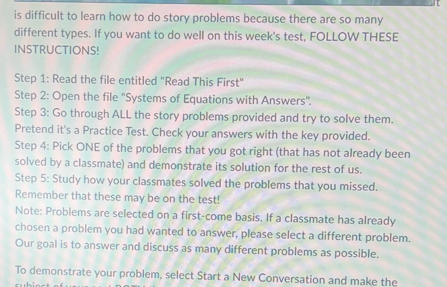  is difficult to learn how to do story problems because there