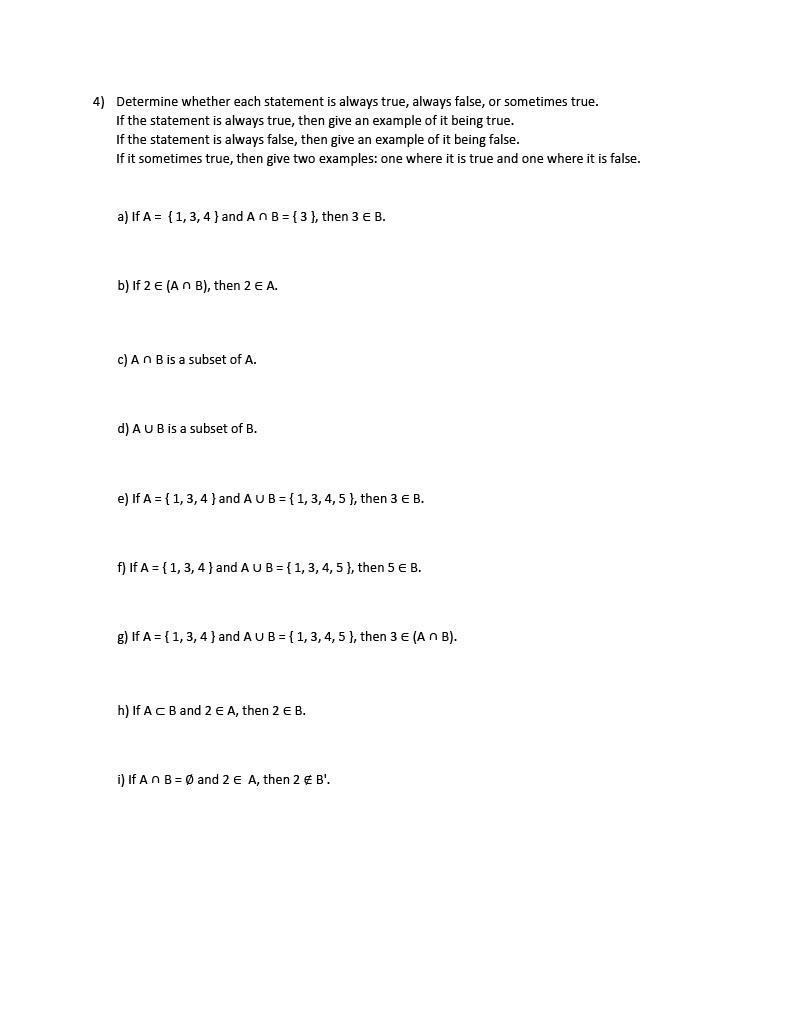  Math 1111 chapter 5 lab 5.2 4) Determine whether each statement