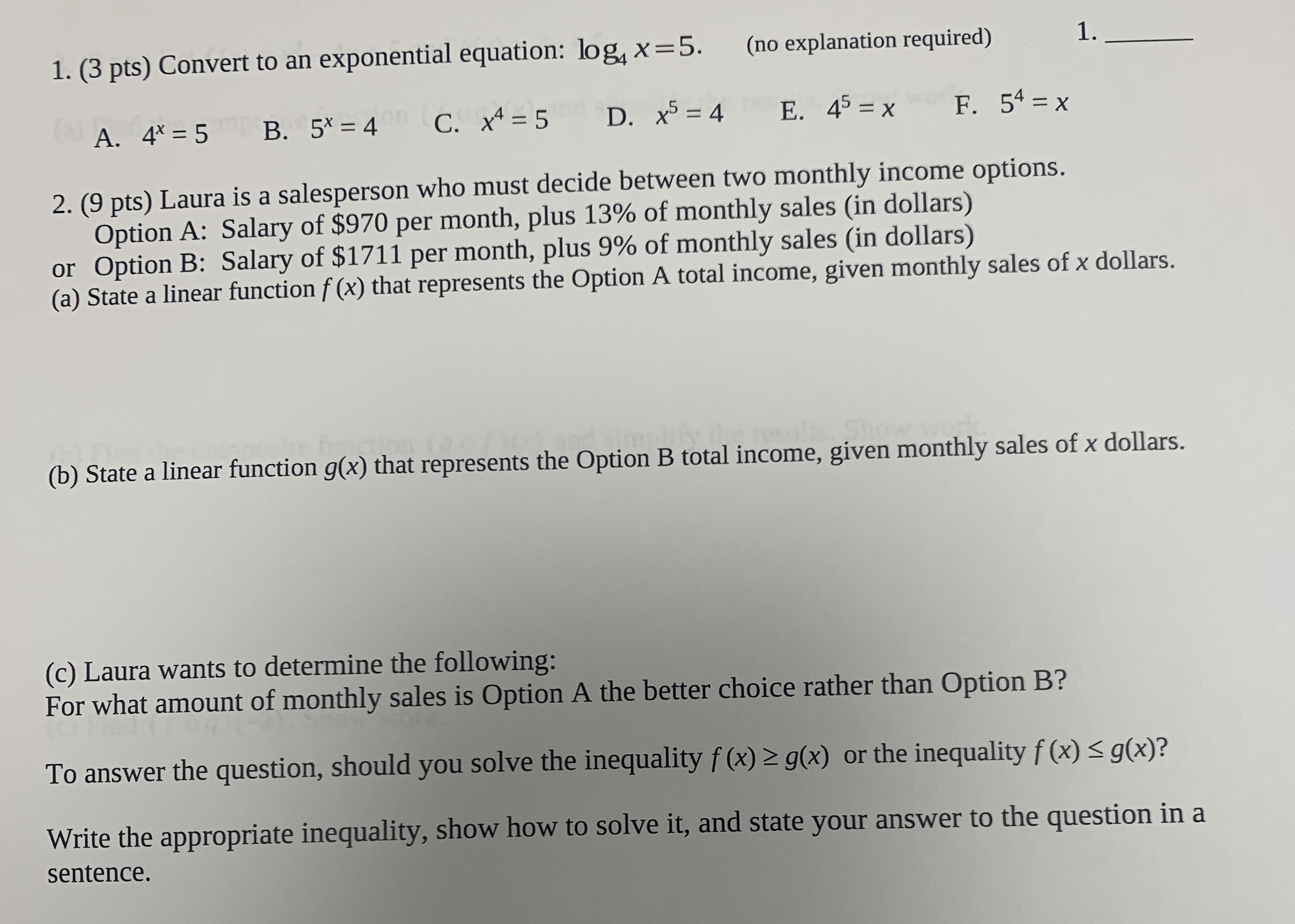 I need help with these homework problems, please show all work so