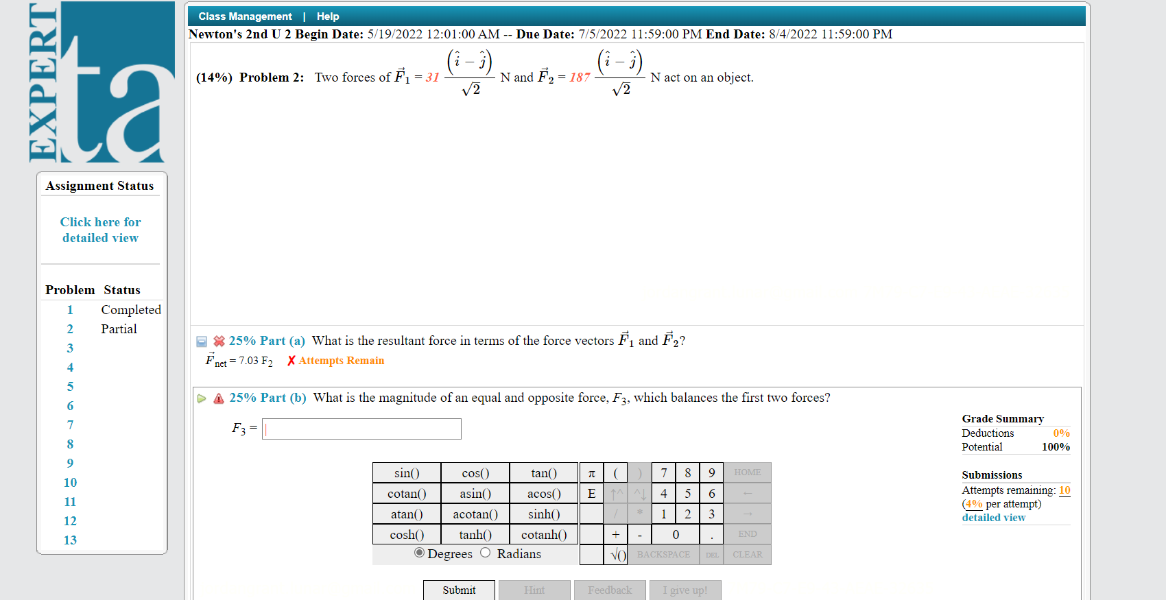 Class Management | Help Newton's 2nd U 2 Begin Date: 5/19/2022