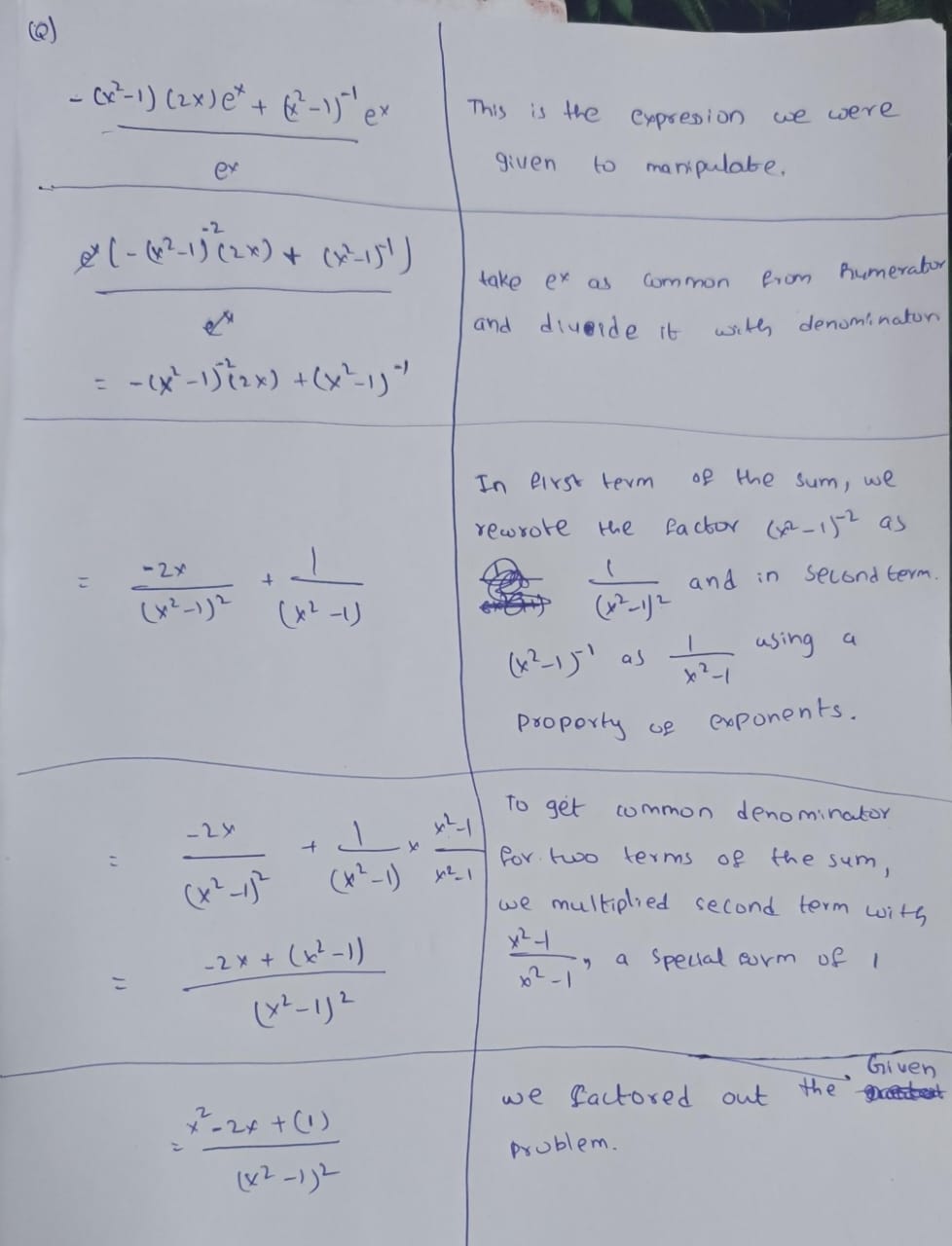 quotient + Only positive exponents and roots Sample Problem and Solution: Problem: