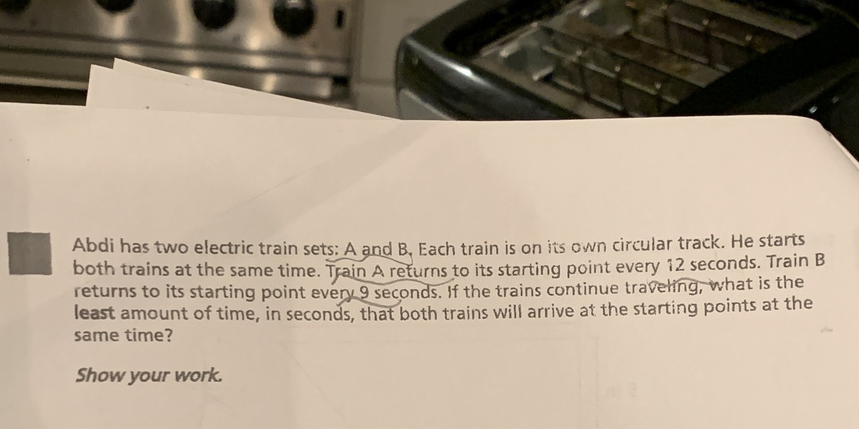 Abdi has two electric train sets: A and B. Each train